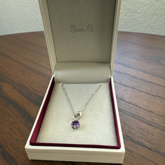🆕 Amethyst and Heart Silver Necklace - Picture 3 of 7